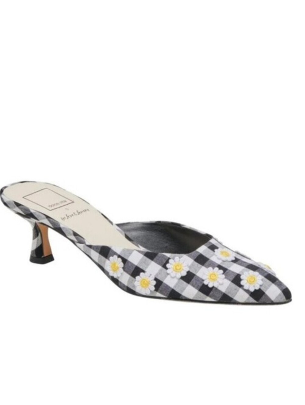 NWT For Love & Lemons x Dolce Vita Lilou Gingham Daisy Mule Heels Size 7.5